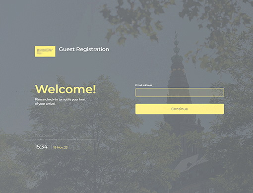 screenshot of MyDesk Guest Registration